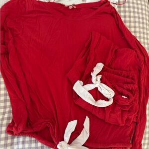 Eberjey Red Loungewear Set with White Accents